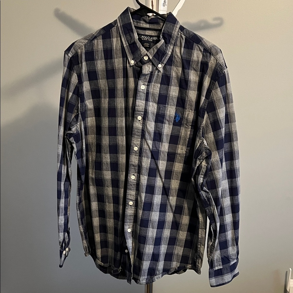 Polo by Ralph Lauren Men's Navy and Gray Check Shirt